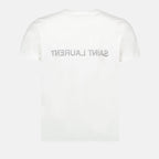 luxury t-shirt, white logo t-shirt, Saint Laurent shirt, designer logo t-shirt, men's luxury fashion