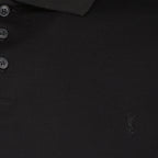 Immagine di una polo nera in cotone di Saint Laurent per uomo - Stagione Primavera-Estate 2024 - Vista dettagli 5
