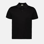 Immagine di una polo nera in cotone di Saint Laurent per uomo - Stagione Primavera-Estate 2024 - Vista frontale