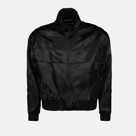 Satin bomber jacket, luxury outerwear, Saint Laurent jacket, Teddy bomber, designer clothing