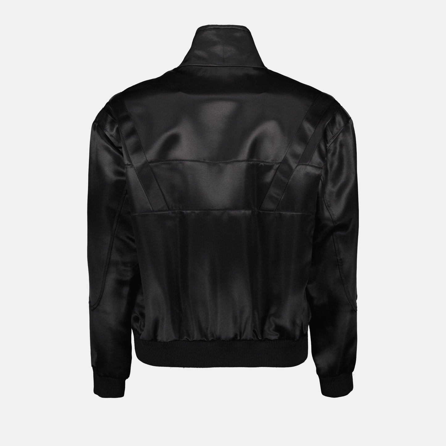 Satin bomber jacket, luxury outerwear, Saint Laurent jacket, Teddy bomber, designer clothing