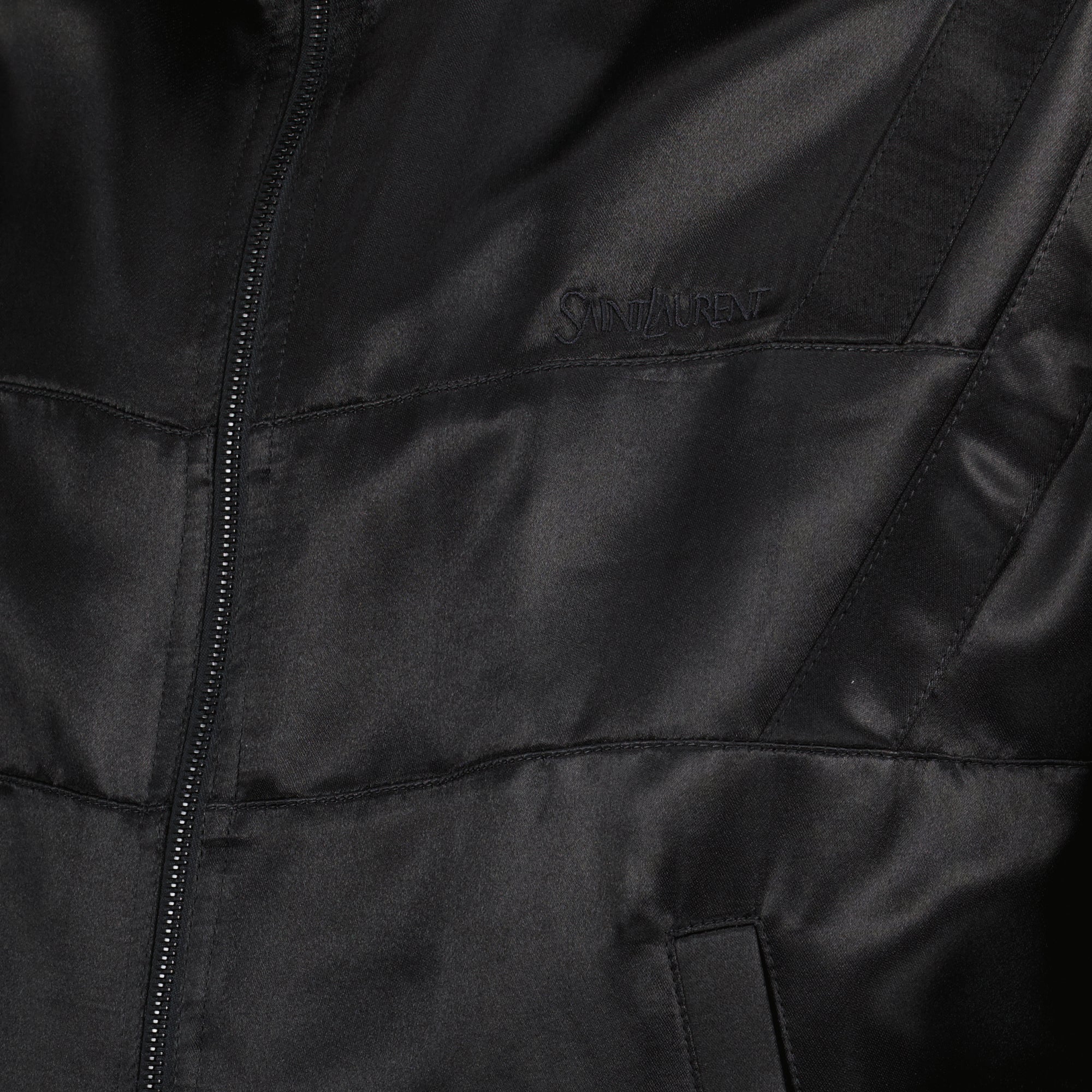 Image of Satin Bomber Jacket by Saint Laurent for Men - Season Spring-Summer 2024 - Detail View 5