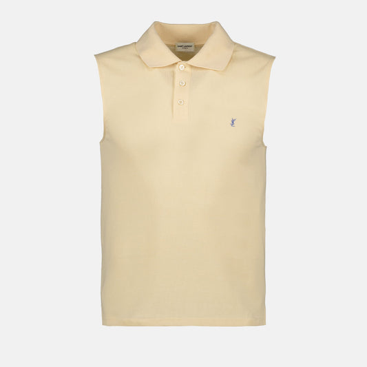 Saint Laurent polo, beige cotton polo, luxury polo shirt, classic men's polo, designer menswear