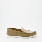 Dior, khaki suede moccasins, luxury footwear, Granville collection, elegant shoes