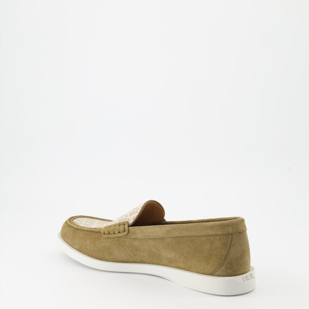 Dior, khaki suede moccasins, luxury footwear, Granville collection, elegant shoes