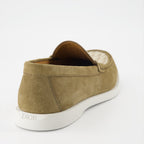 Dior, khaki suede moccasins, luxury footwear, Granville collection, elegant shoes