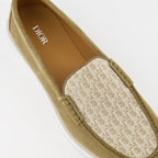 Dior, khaki suede moccasins, luxury footwear, Granville collection, elegant shoes