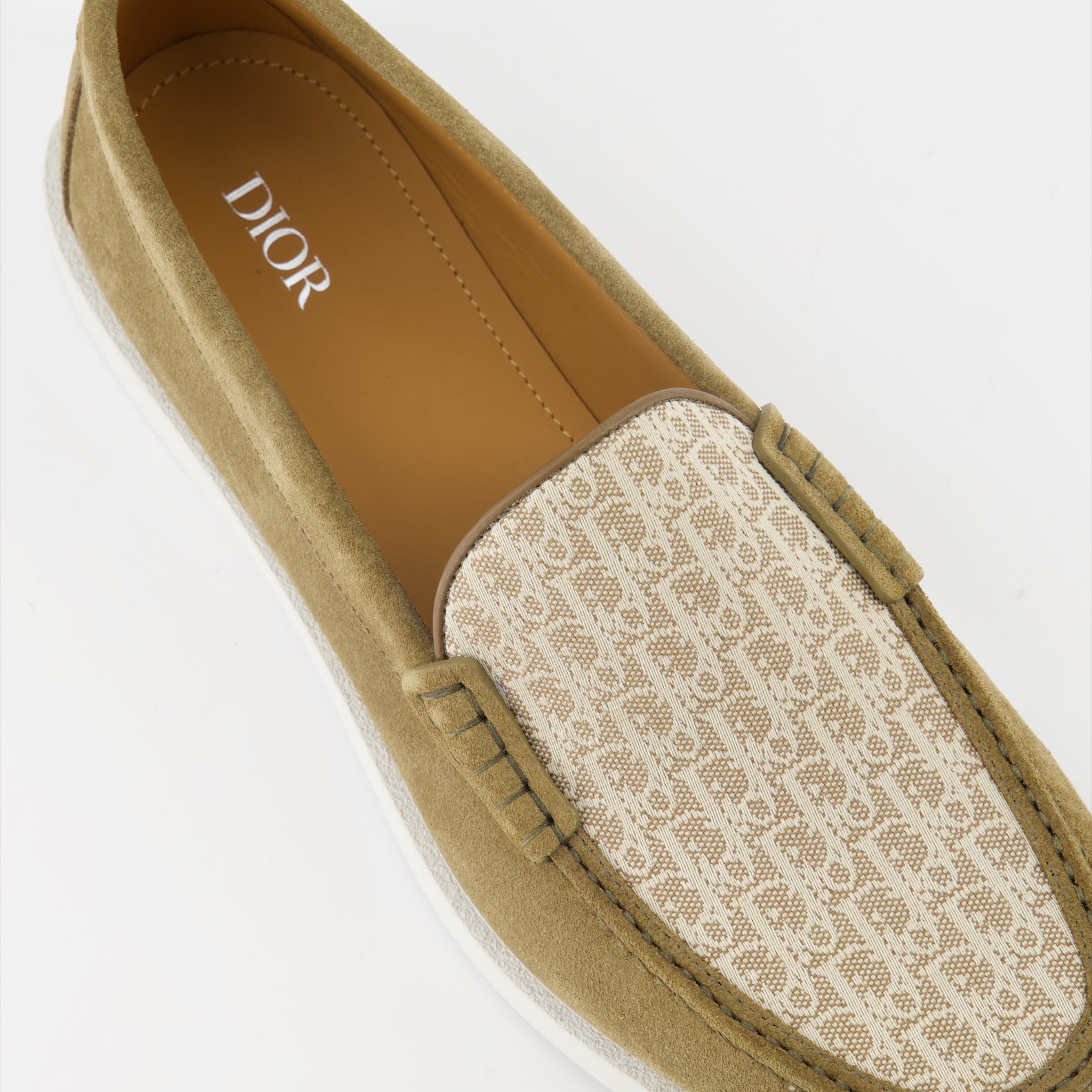 Dior, khaki suede moccasins, luxury footwear, Granville collection, elegant shoes