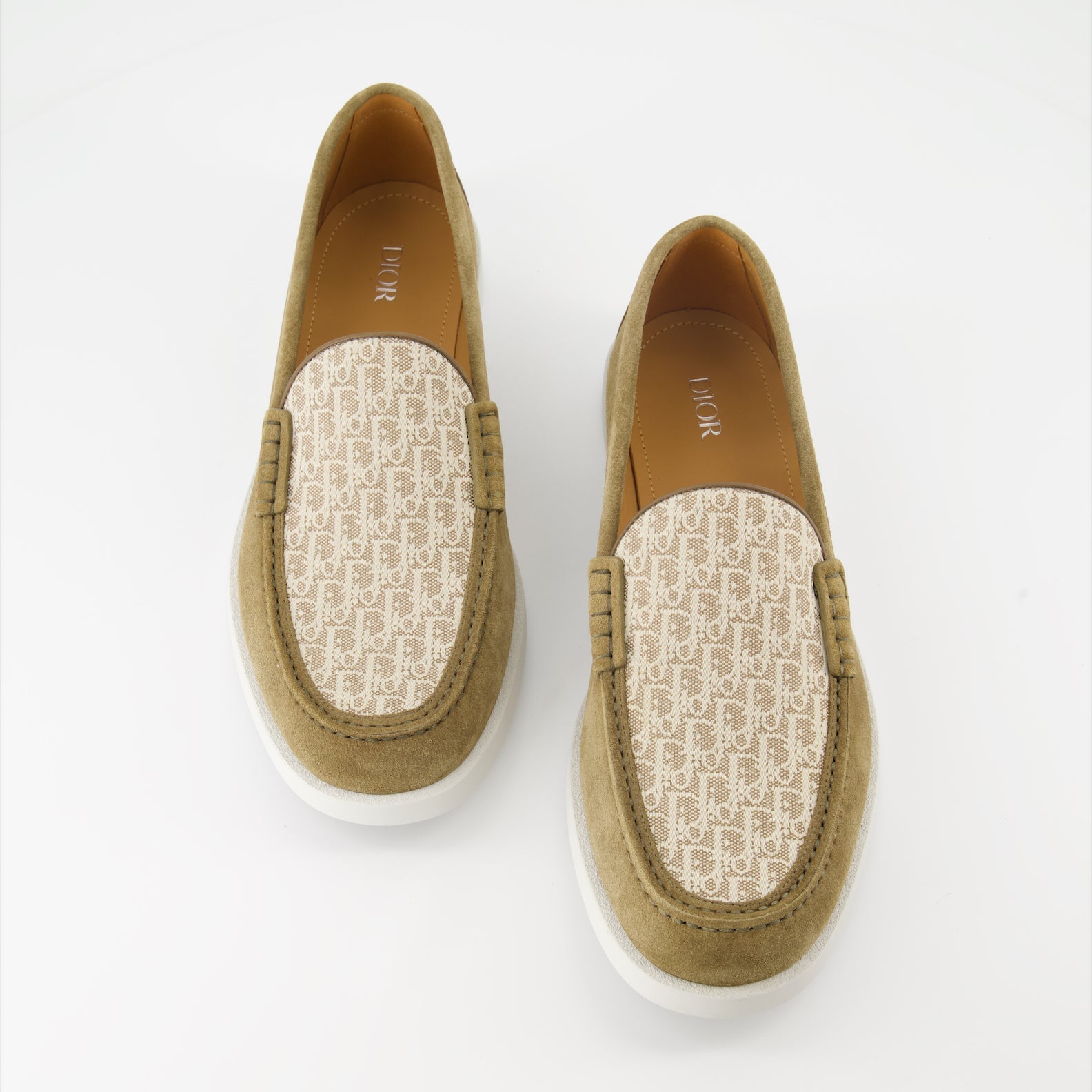Dior, khaki suede moccasins, luxury footwear, Granville collection, elegant shoes