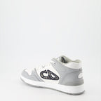 Image of Gray and White Leather Sneakers B57 by Dior for Men - Season Spring-Summer 2024 - Top Detail View