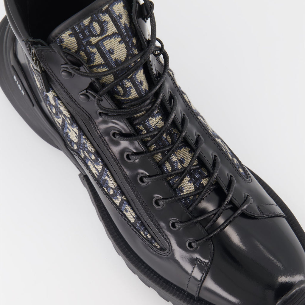 Dior Combat Boots, Patent Leather Boots, Luxury Footwear, High-end Fashion, Designer Boots