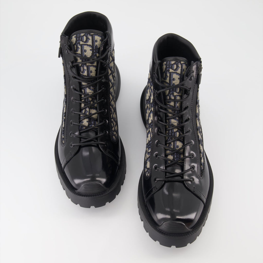 Dior Combat Boots, Patent Leather Boots, Luxury Footwear, High-end Fashion, Designer Boots