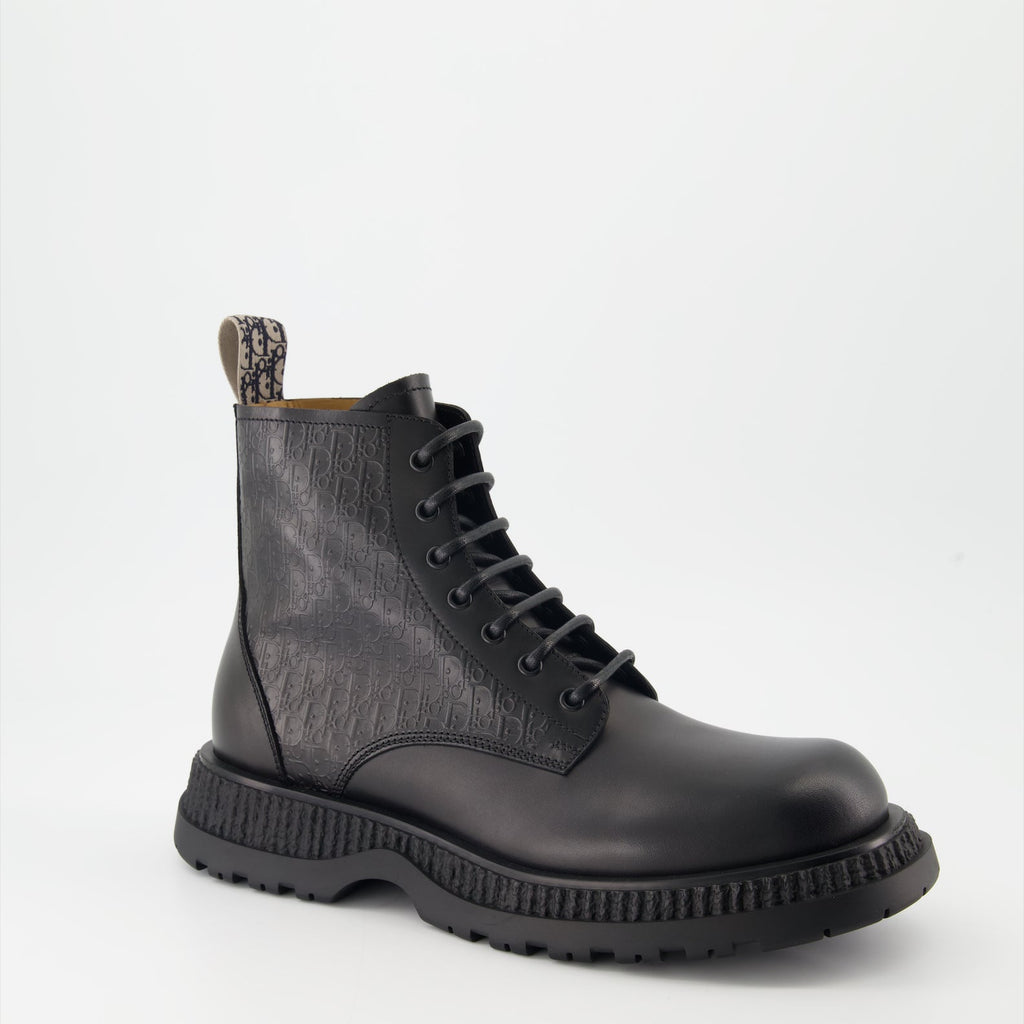 Dior leather boots, Buffalo lace-up boots, luxury footwear, designer boots, high-end fashion