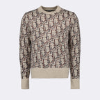 Dior, wool sweater, luxury fashion, Oblique pattern, beige sweater