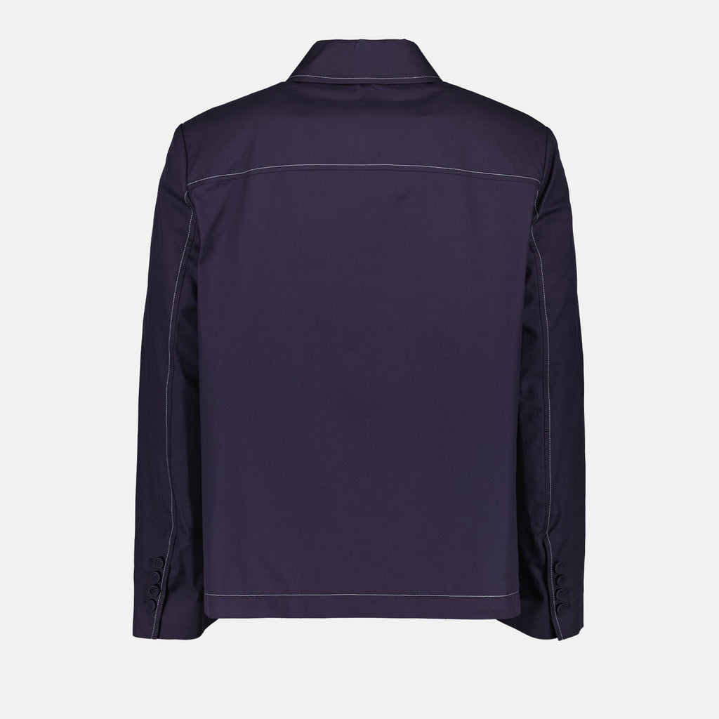 ディオールのメンズ用ブルーコットンステッチジャケットの画像 - シーズン2024年春夏 - 背面ビュー