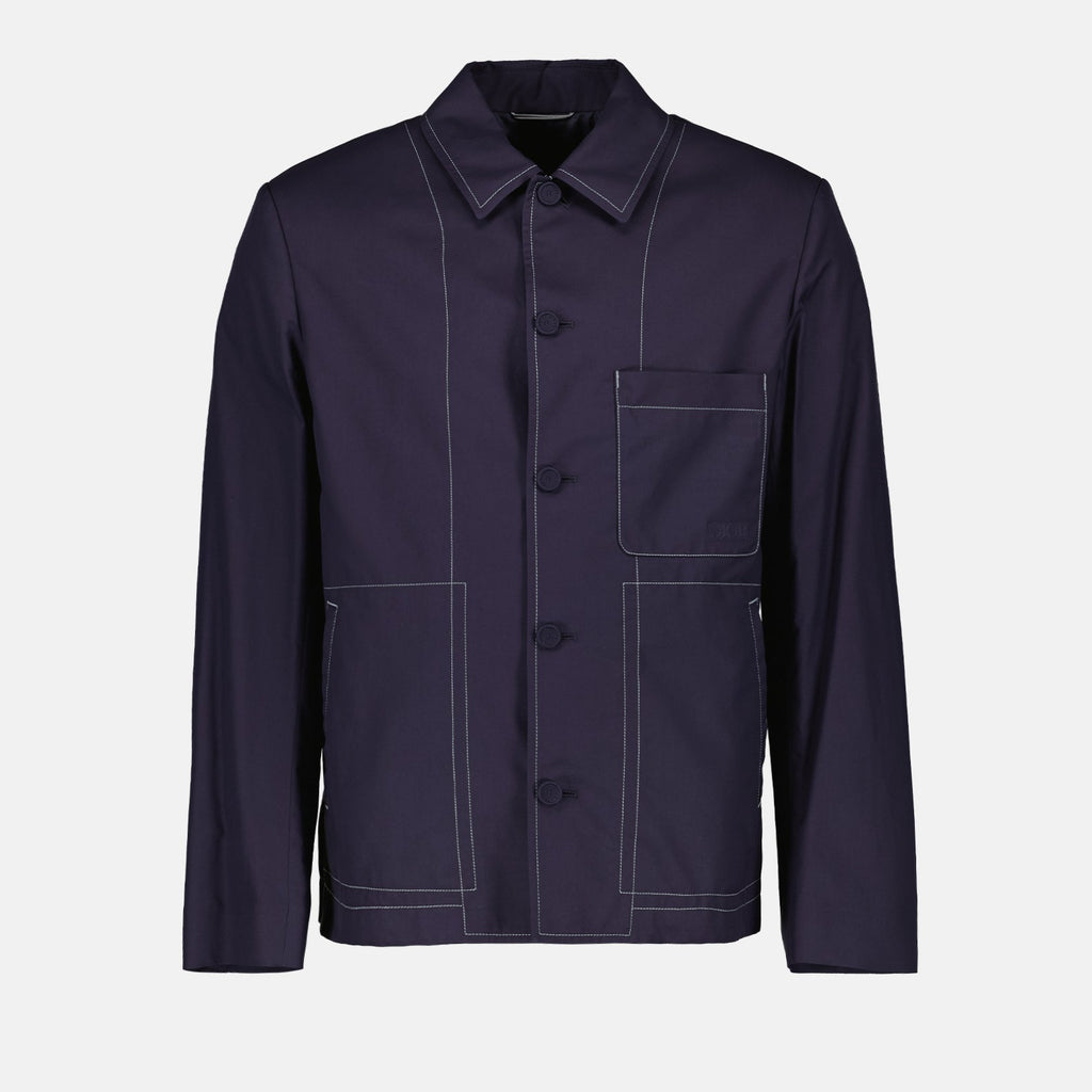 ディオールのメンズ用ブルーコットンステッチジャケットの画像 - シーズン2024年春夏 - 正面ビュー