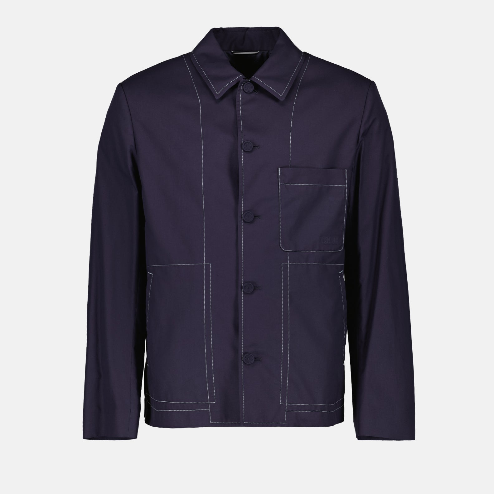 ディオールのメンズ用ブルーコットンステッチジャケットの画像 - シーズン2024年春夏 - 正面ビュー