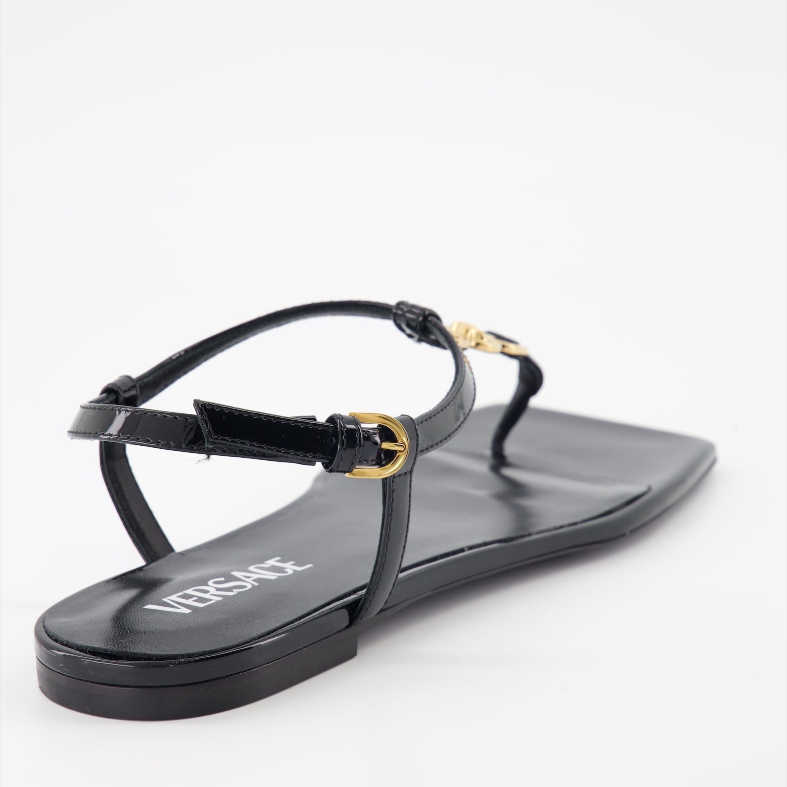 Medusa sandals, patent leather sandals, luxury footwear, designer sandals, Versace shoes