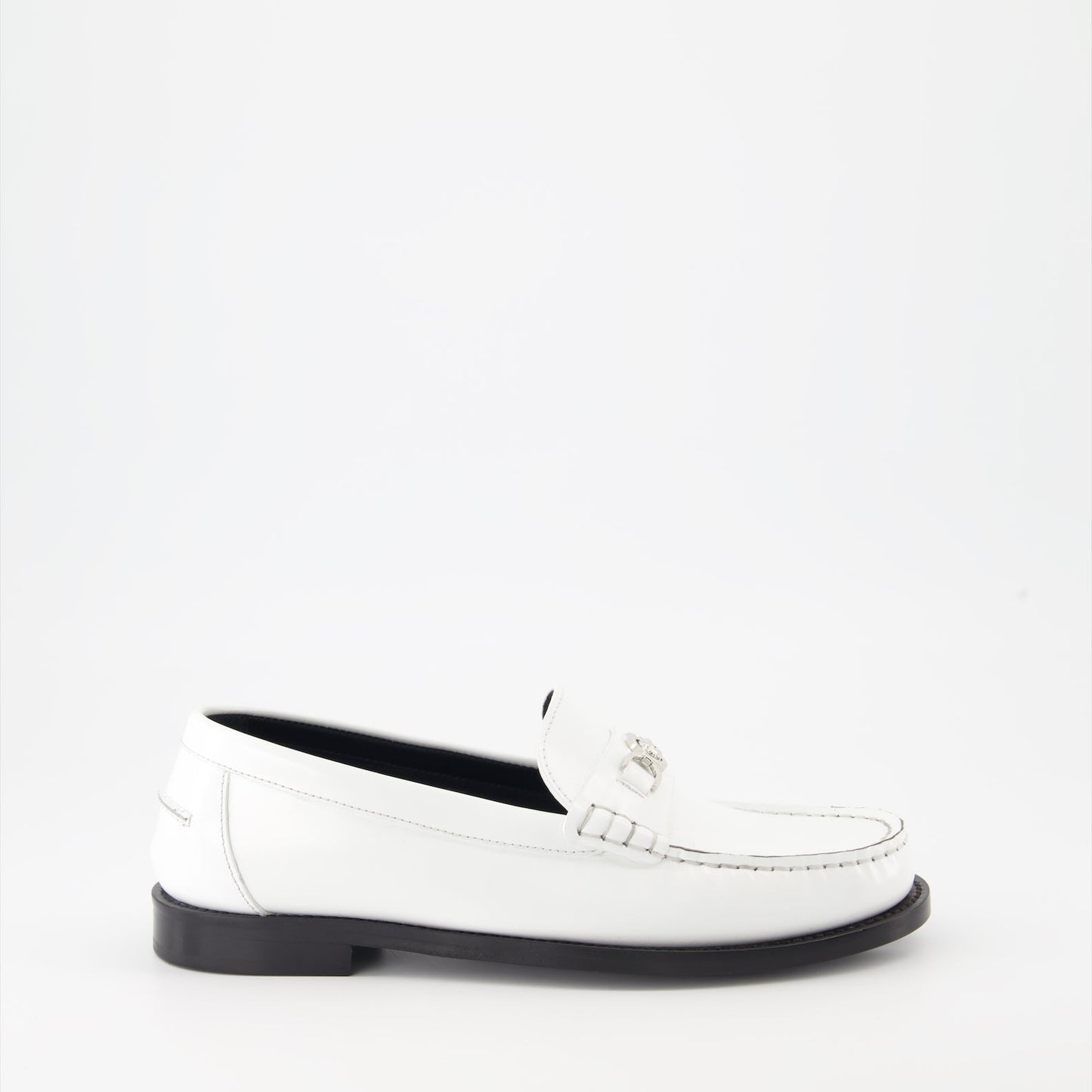 Versace, Medusa '95 mocassins, white leather shoes, luxury mocassins, designer footwear