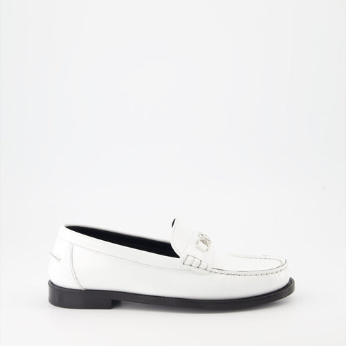 White Leather Mocassins with Medusa '95 Design