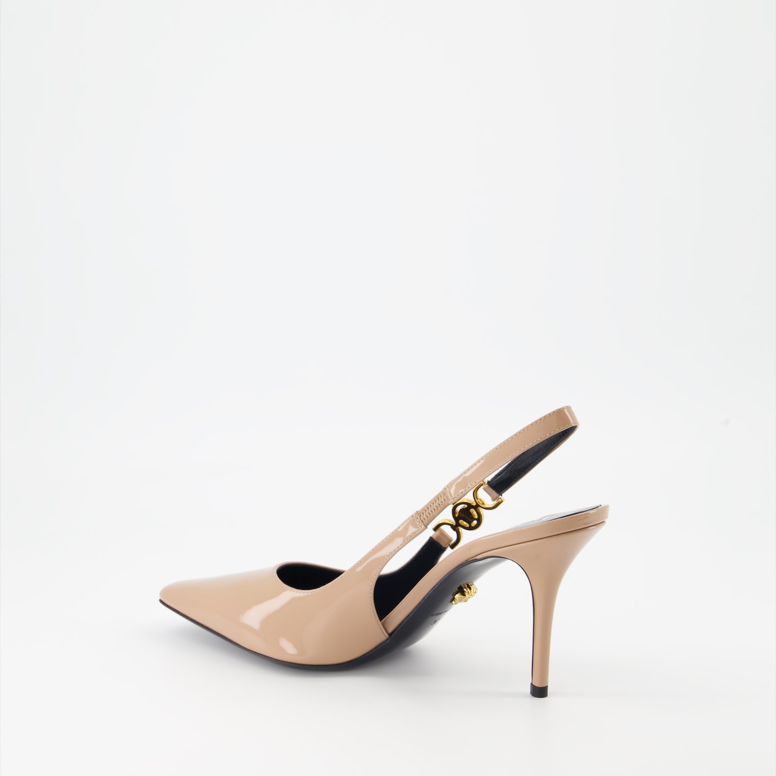 Versace, Medusa '95, Beige Patent Leather Pumps, Luxury Footwear, Elegant Pumps