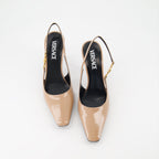 Versace, Medusa '95, Beige Patent Leather Pumps, Luxury Footwear, Elegant Pumps