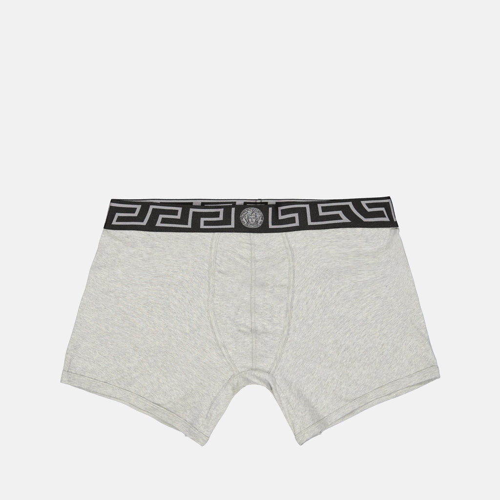 Versace underwear, luxury boxer briefs, Medusa logo boxer, grey menswear, premium mens boxers
