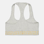 Versace sports bra, Medusa Greca bra, luxury activewear, grey cotton bra, high-end sportswear
