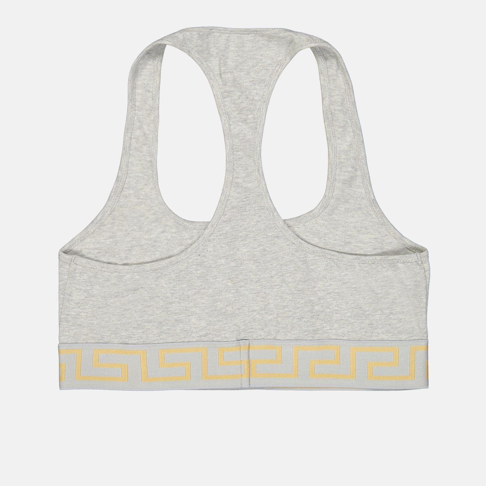 Versace sports bra, Medusa Greca bra, luxury activewear, grey cotton bra, high-end sportswear