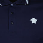 Navy Polo, Versace Medusa, Luxury Menswear, Designer Polo Shirt, Premium Casual Wear