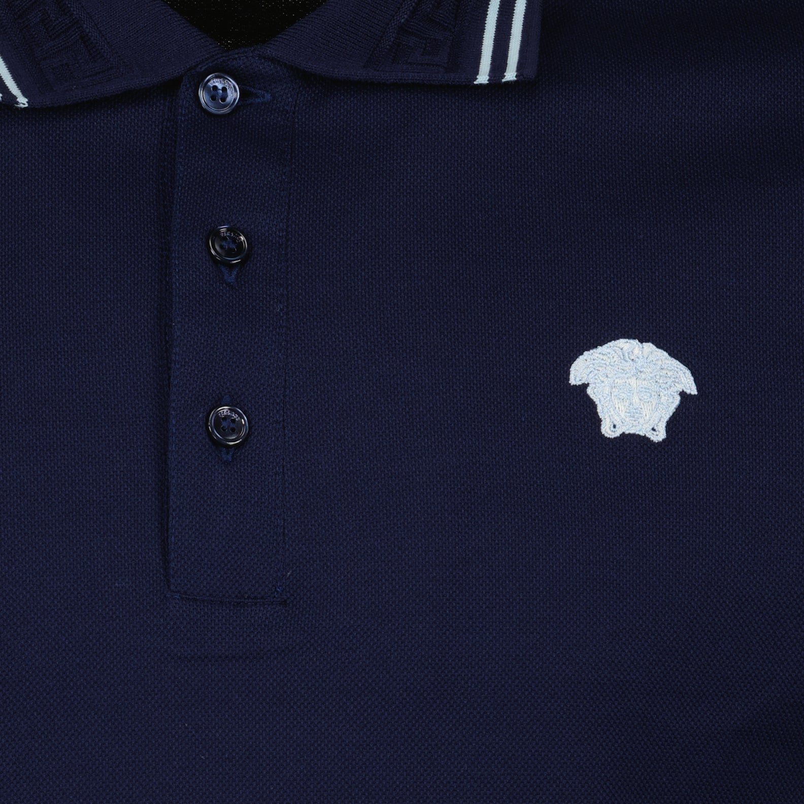 Navy Polo, Versace Medusa, Luxury Menswear, Designer Polo Shirt, Premium Casual Wear
