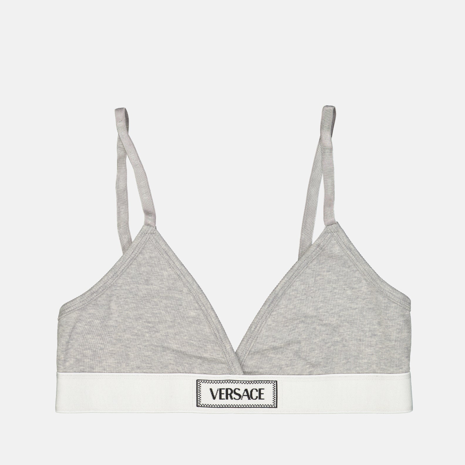 Versace bralette, vintage cotton bralette, '90s fashion, grey bralette, luxury bralette