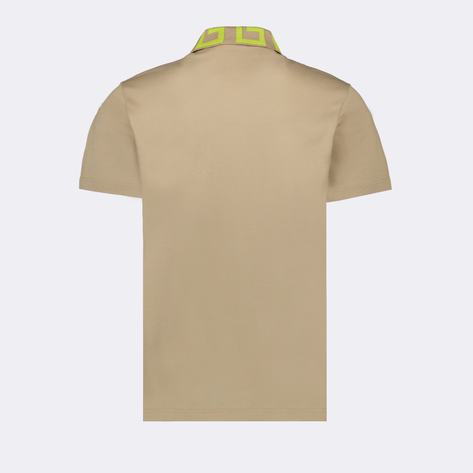 luxury polo shirt, Versace Medusa Greca, beige yellow polo, high-end fashion, designer menswear