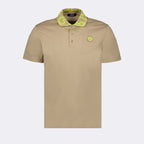 luxury polo shirt, Versace Medusa Greca, beige yellow polo, high-end fashion, designer menswear