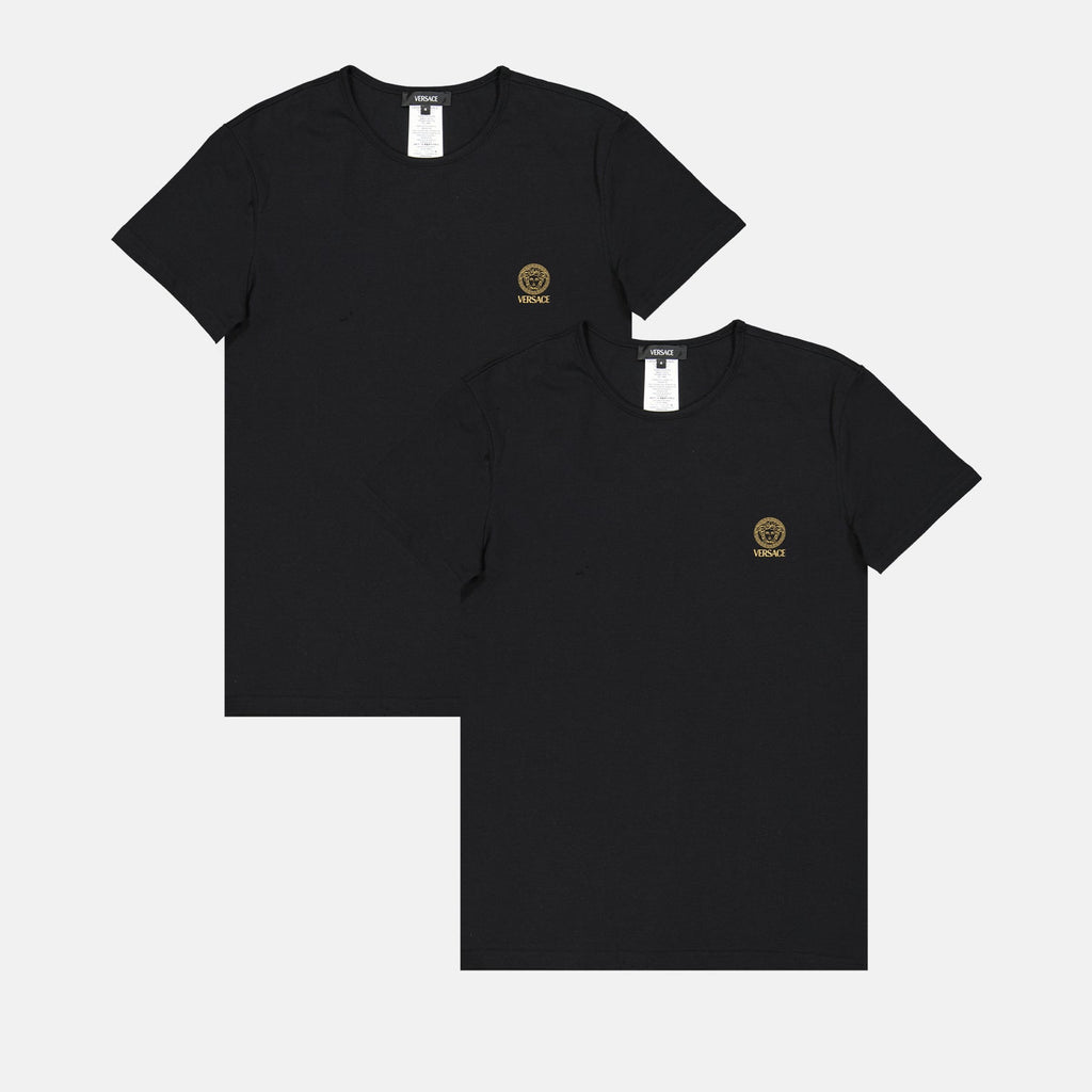 Image du set en maille noire Versace pour hommes - Saison Printemps-Été 2024 - Vue de face