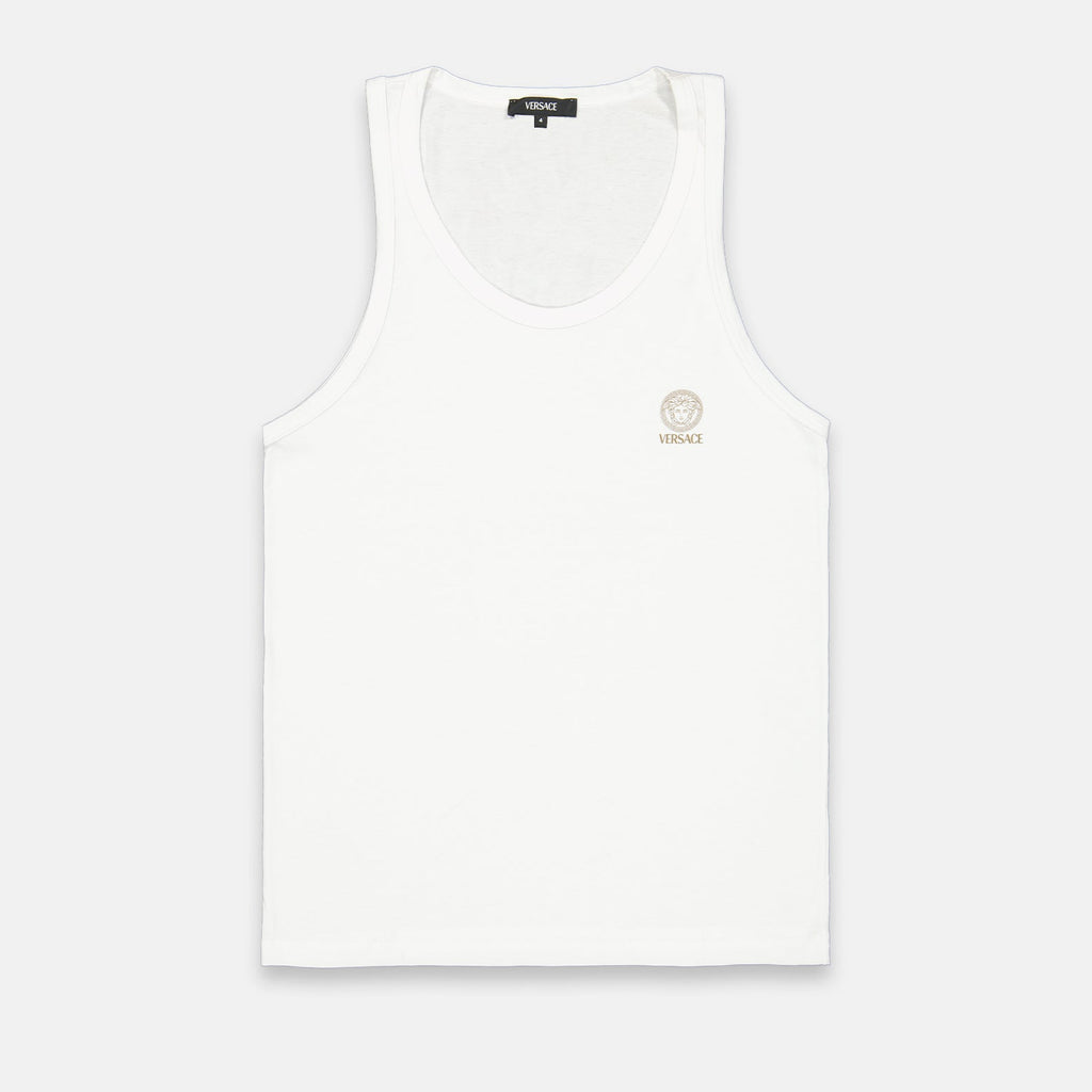 Versace, Medusa Print, White Tank Top, Luxury Fashion, Men's Wear