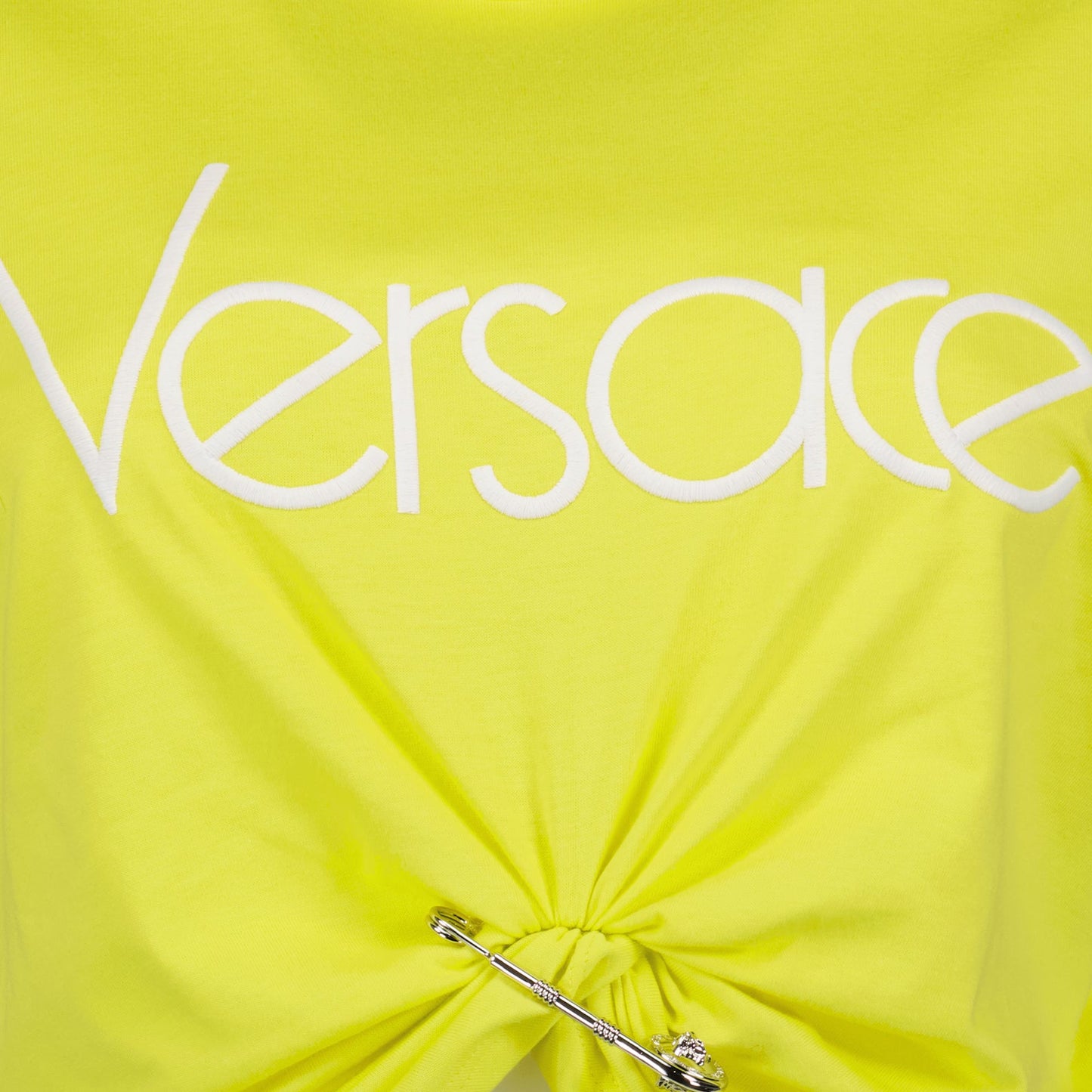 Versace Yellow Crop T-shirt, 1978 Re-Edition, Luxury T-shirt, High-end Fashion, Designer Women’s Top