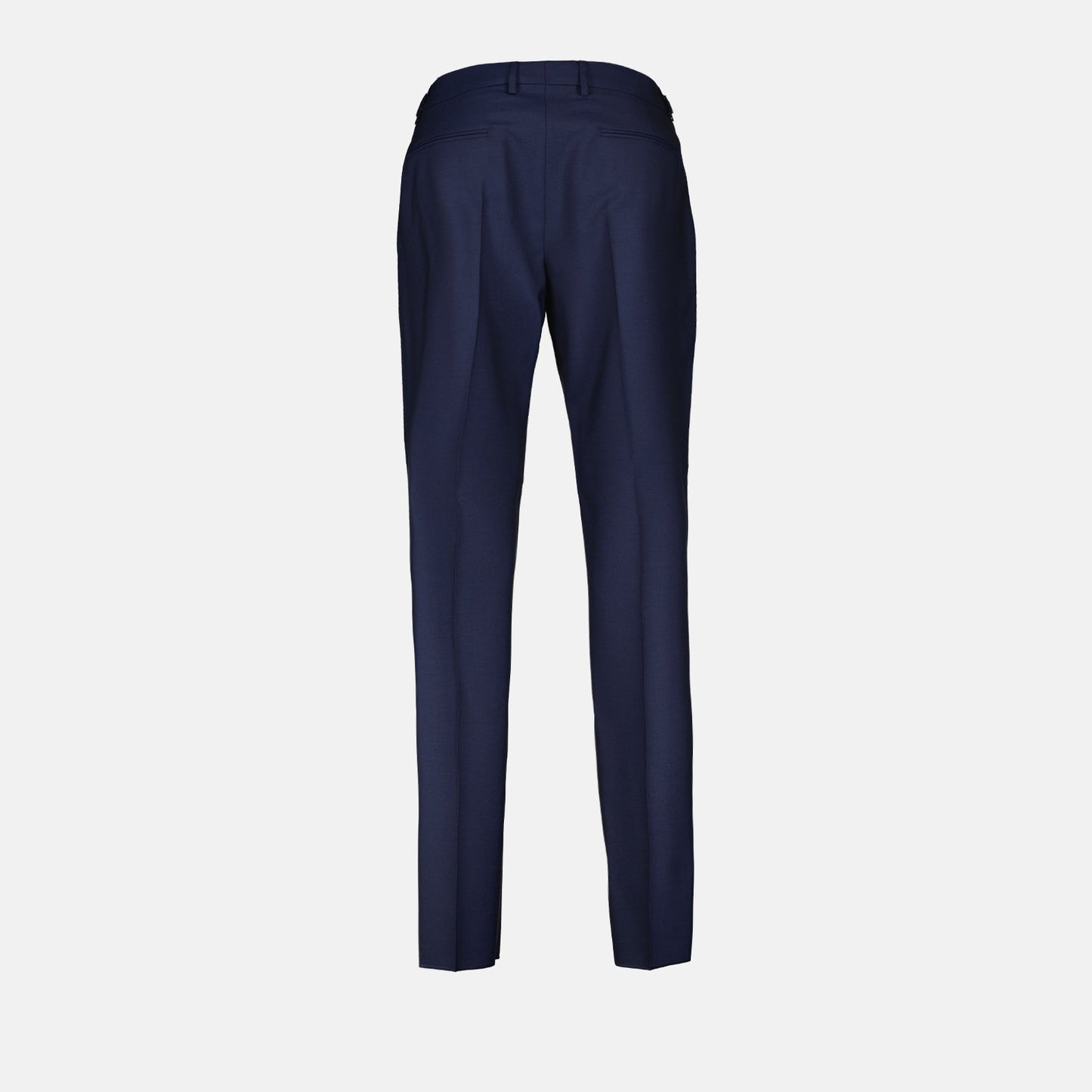 Versace trousers, wool pleated trousers, luxury tailored pants, elegant blue trousers, high-end fashion