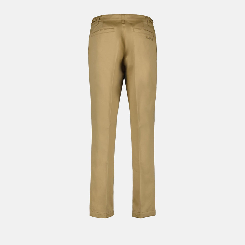 Beige Straight-Leg Pants