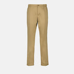 Beige Straight-Leg Pants