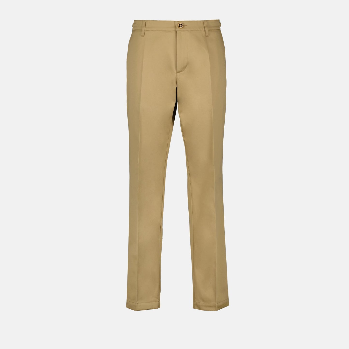 beige pants, straight-leg, luxury trousers, Versace, elegant menswear