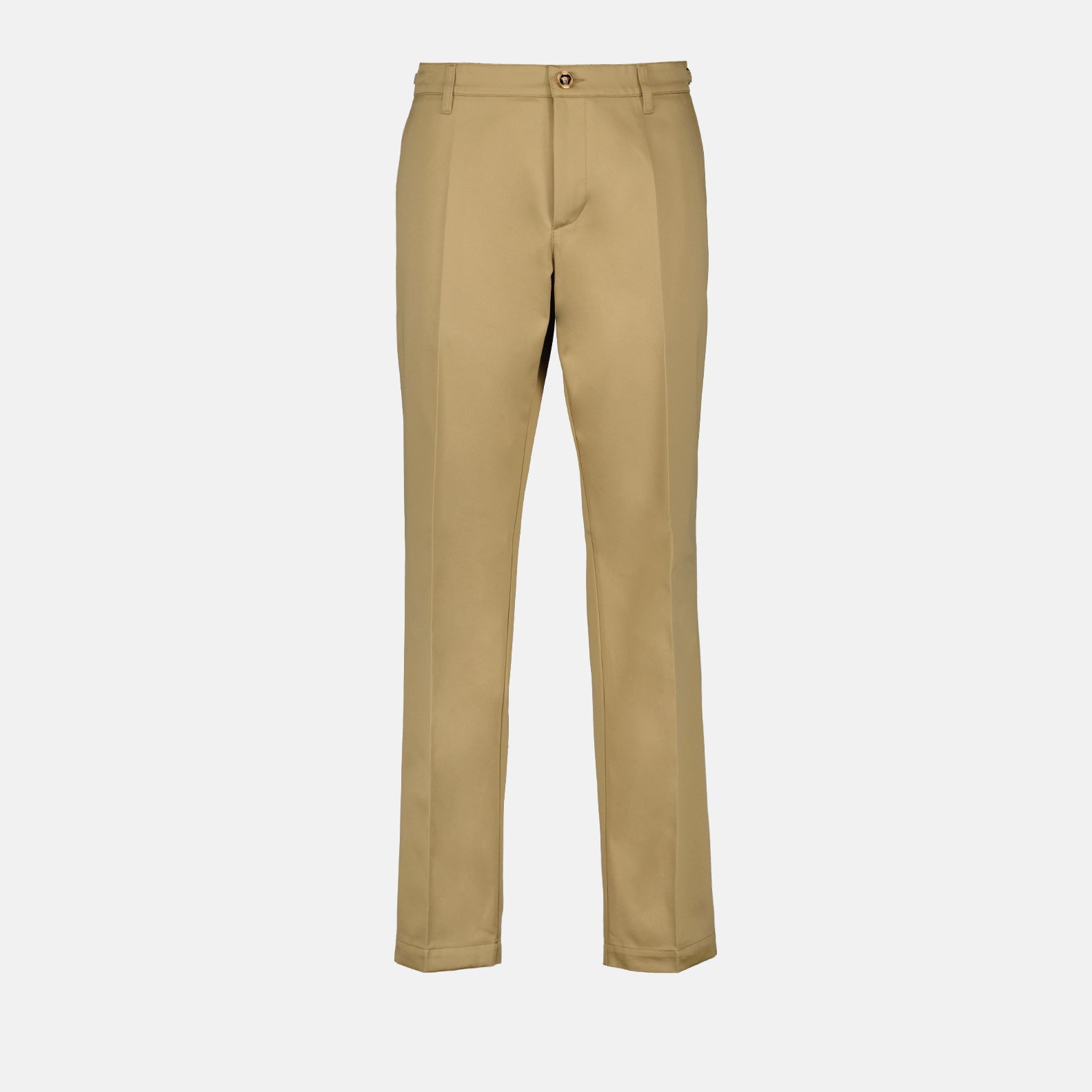 Beige Straight-Leg Pants