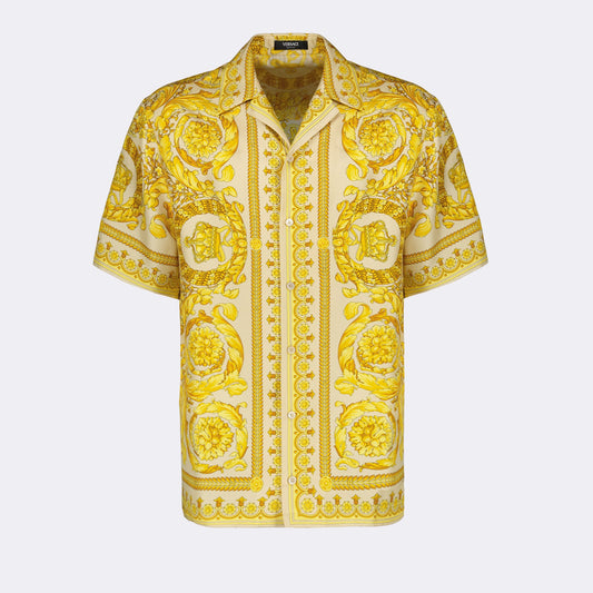 Versace silk shirt, Barocco pattern, luxury men's fashion, high-end wardrobe, Versace Barocco