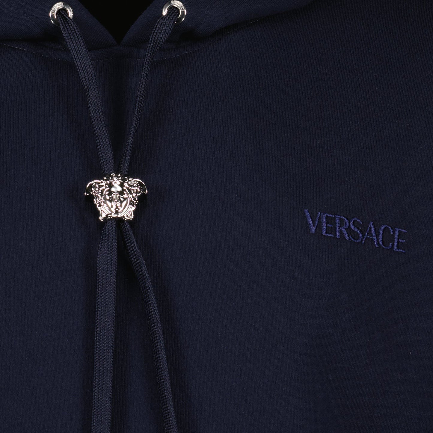 Versace sweatshirt, luxury navy apparel, La Medusa design, high-end fashion, elegant men's wear