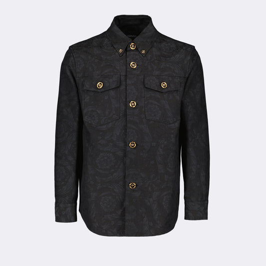 Barocco, Versace, luxury shirt jacket, black baroque jacket, refined menswear