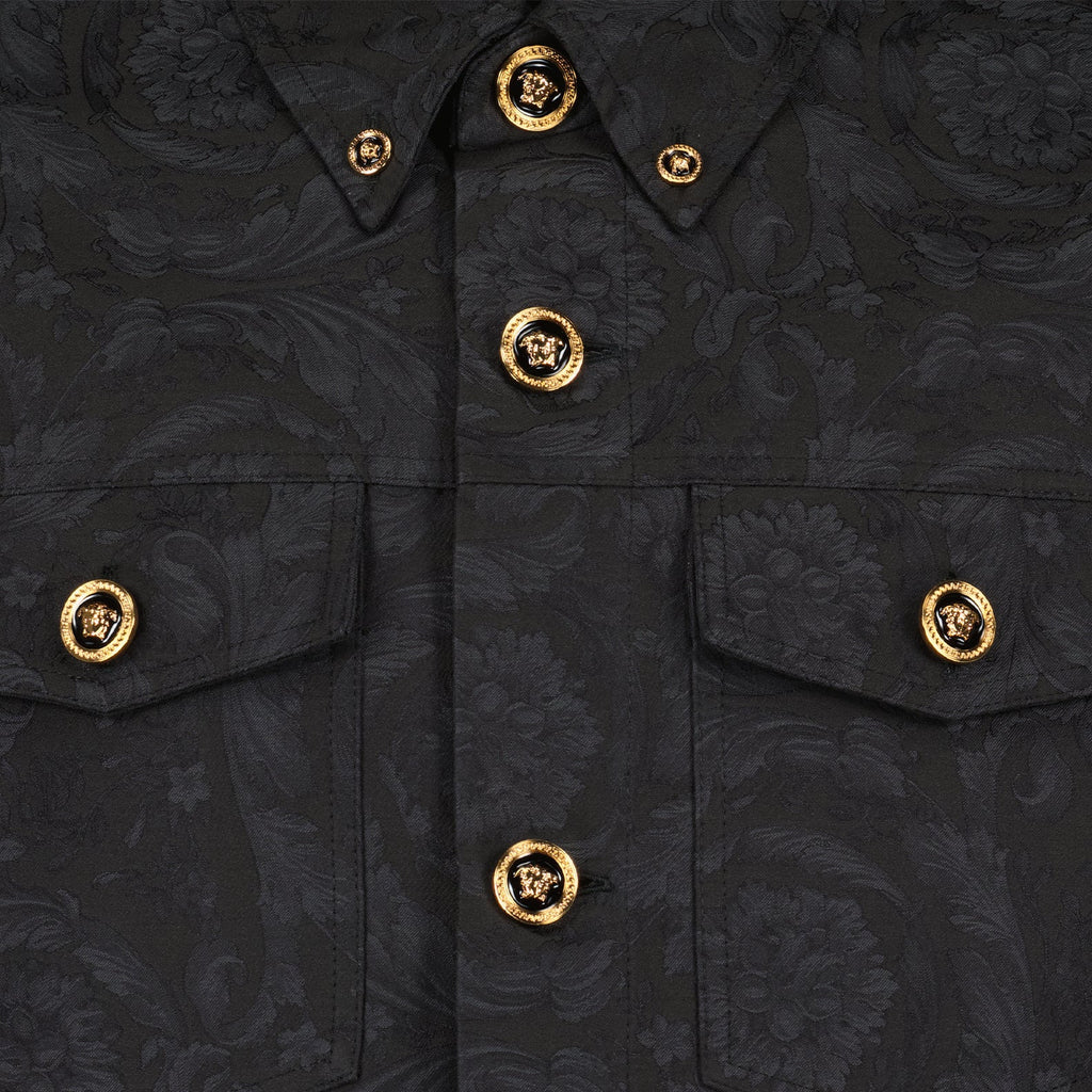 Barocco, Versace, luxury shirt jacket, black baroque jacket, refined menswear