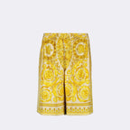 Versace shorts, Silk Barocco print, luxury fashion, designer shorts, summer wardrobe