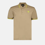 Versace, Polo Medusa, luxury polo, beige and yellow polo shirt, designer menswear