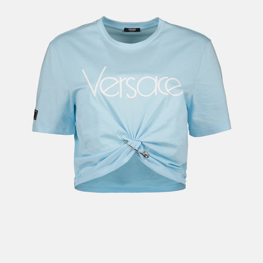 Versace, 1978 crop T-shirt, luxury fashion, blue crop top, designer T-shirt