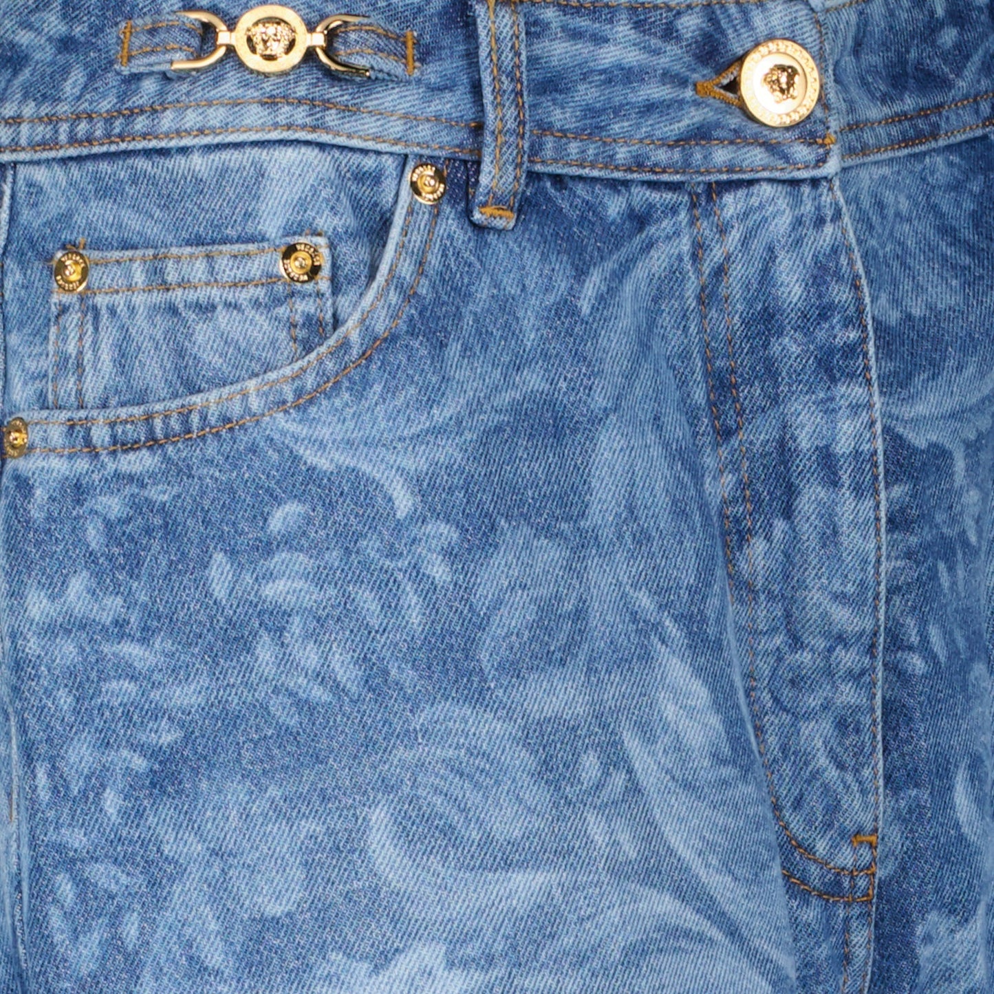 Versace jeans, Barocco print jeans, straight-leg jeans, luxury denim, designer jeans